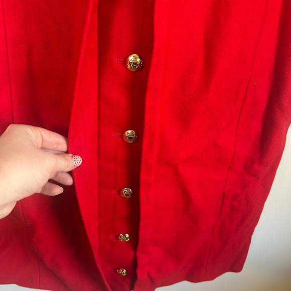 NWT Banana Republic OliviaPalermo Red Military Wool Blend Long Coat Petite Small - Picture 12 of 13